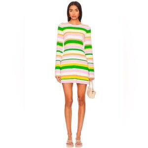 Show Me Your MuMu White and Green Sheath Away Mini Dress